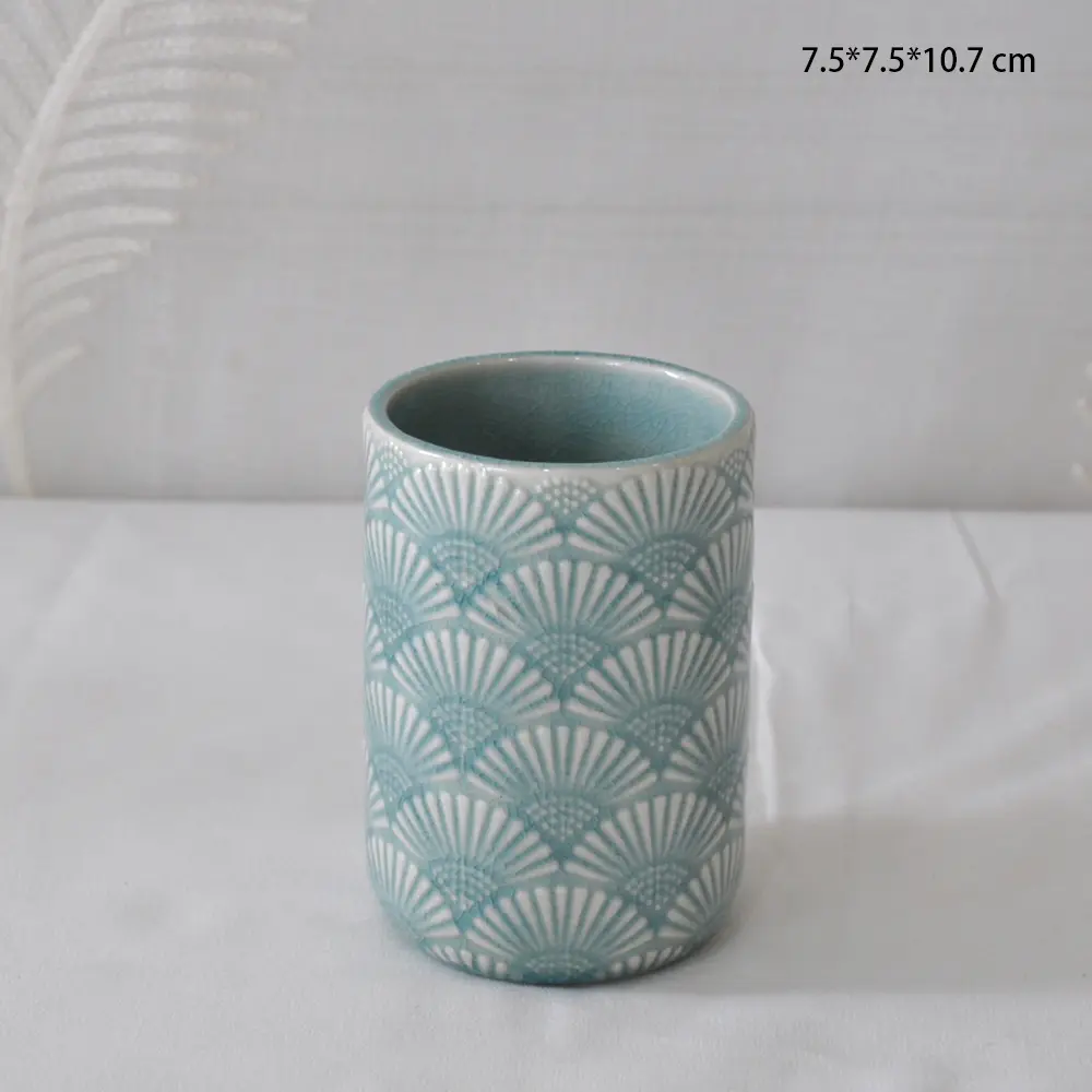 Ceramic Soap Dispenser and Tumbler Details