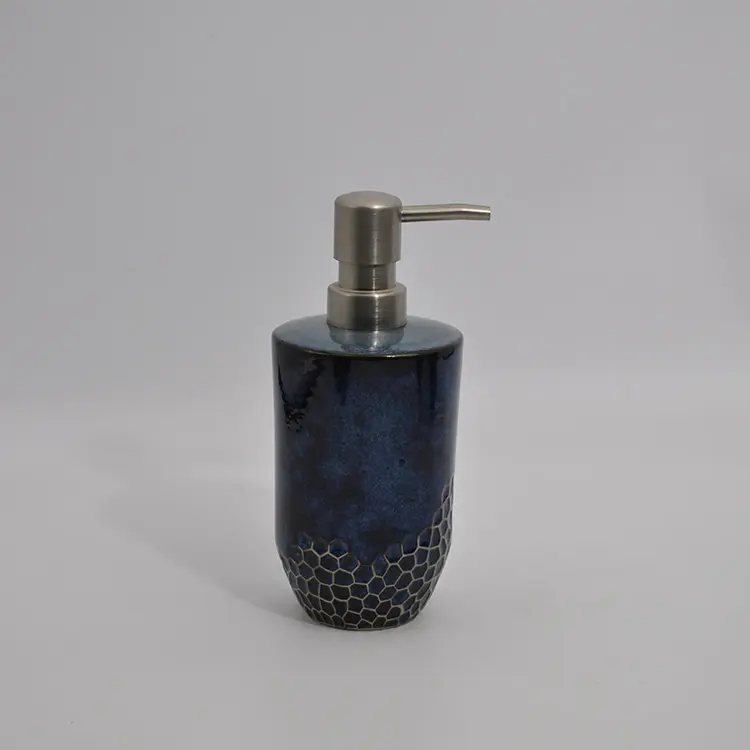 Discount Deep Sea Blue Honeycomb Pattern Ceramic Bathroom 5-Piece Set Manufacturers, Factory