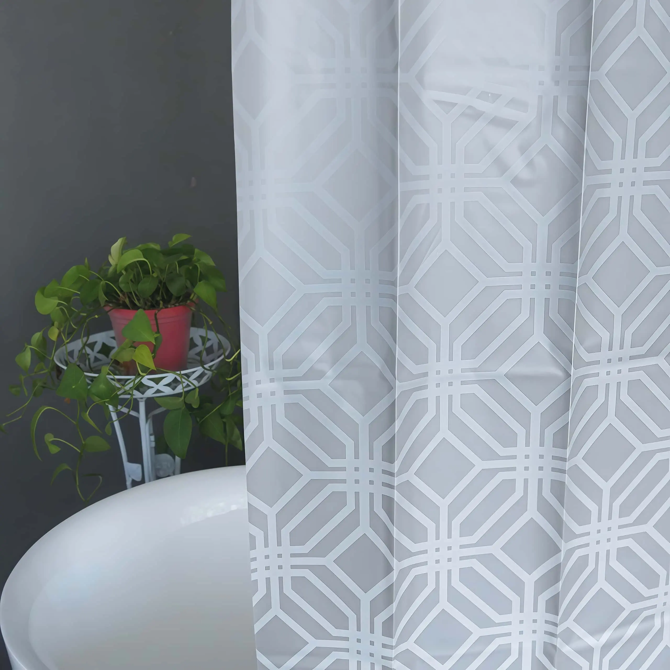 Famous Eco Gray Geometric PEVA Shower Curtain Companies, Quotes