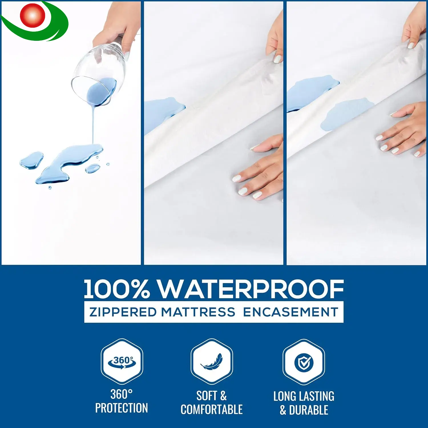 Famous Jiayuan Bedding Zippered Mattress Encasement, 100% Waterproof Bed Bug and Dust Mite Proof Mattress Protector, Absorbent Six-Sided Mattress Cover Service, Companies