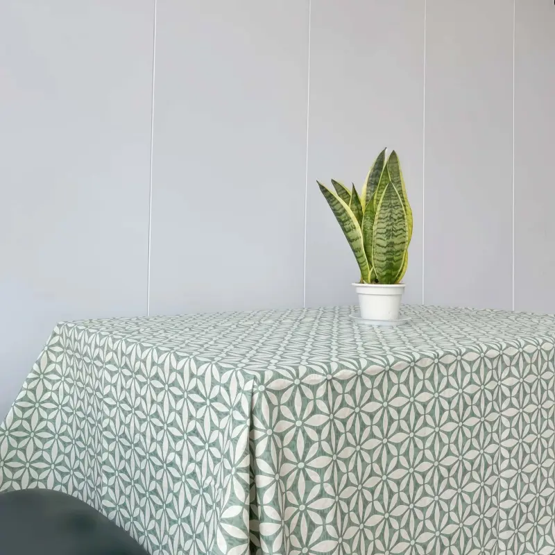 OEM Geometric Pattern Vinyl Tablecloth with Backing Product, Quotes