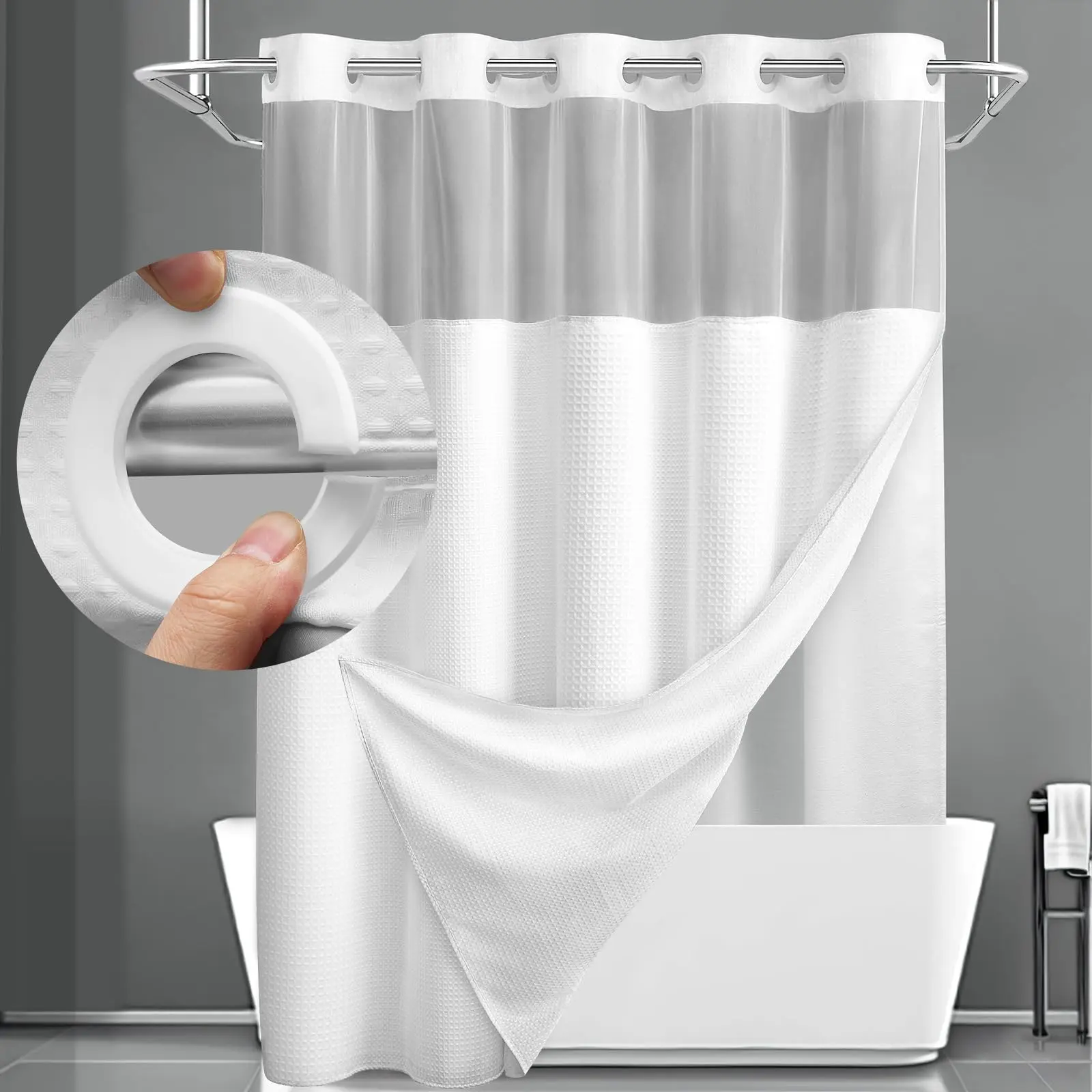 OEM Customizable colors Hookless Shower Curtain Fabric Exporter, Supplier