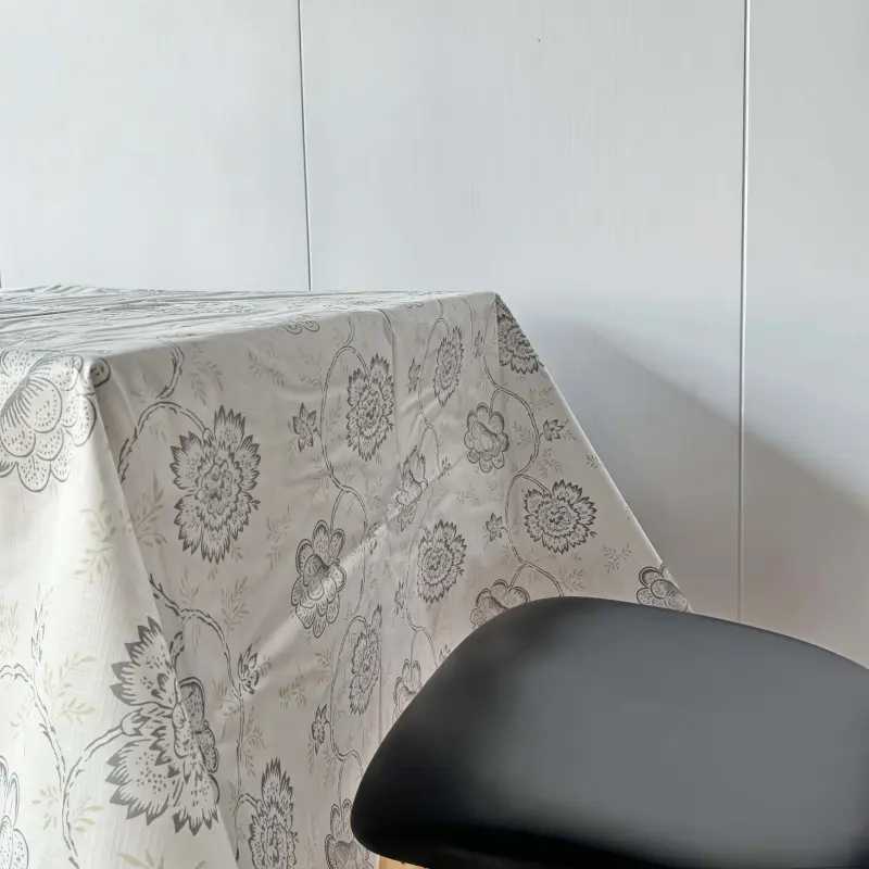Custom Grey Printed Vinyl Tablecloth Exporters, Factory