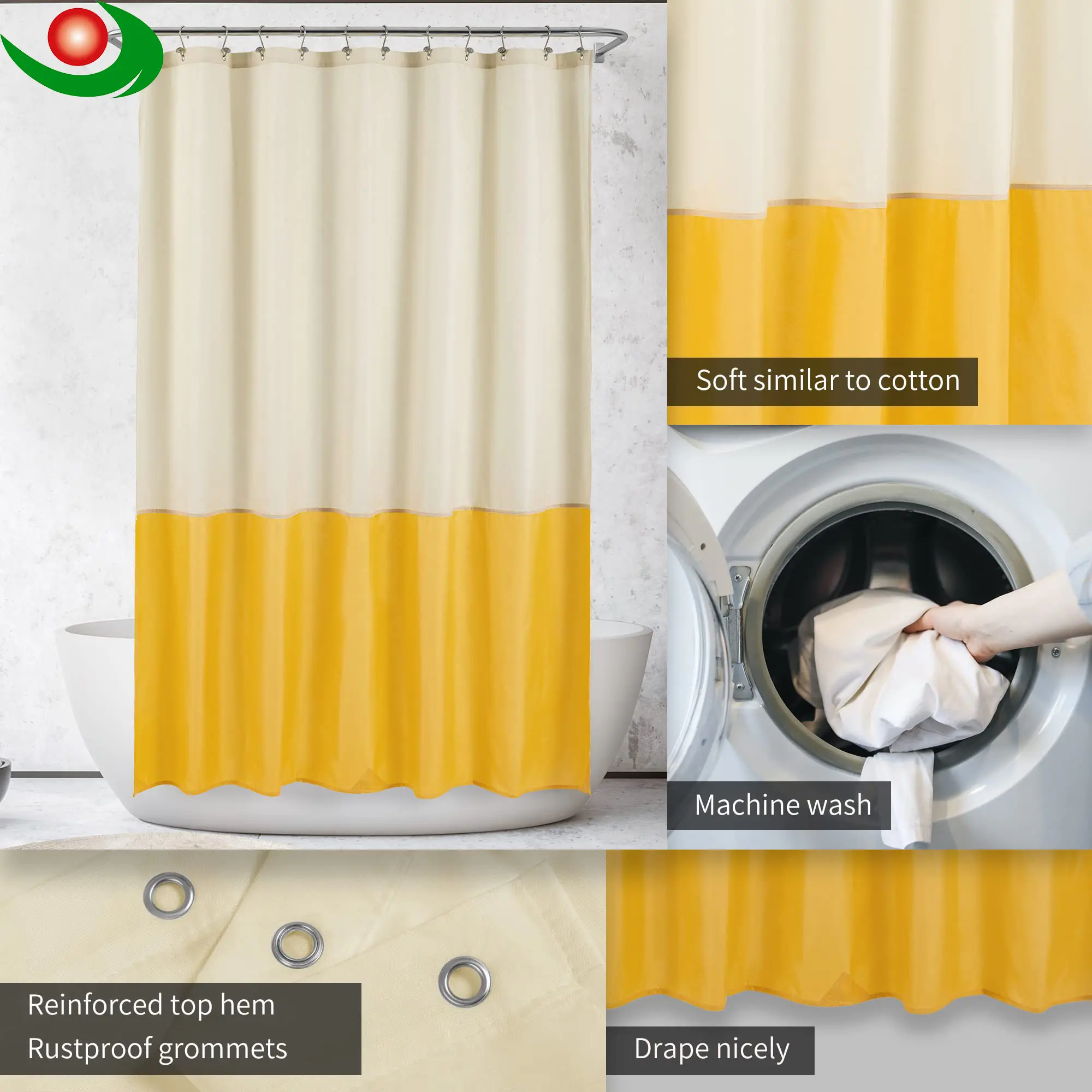 Premium stitching shower curtain