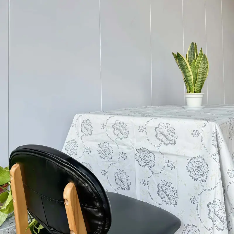 Custom Grey Printed Vinyl Tablecloth Exporters, Factory