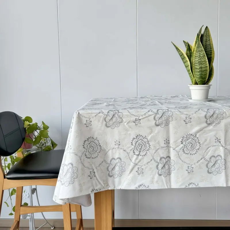 Custom Grey Printed Vinyl Tablecloth Exporters, Factory