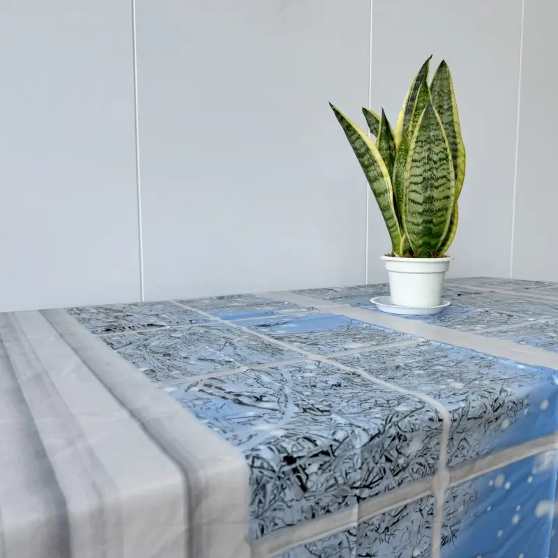 OEM Winter View Flannel Backed Vinyl Tablecloth Quotes, Factory
