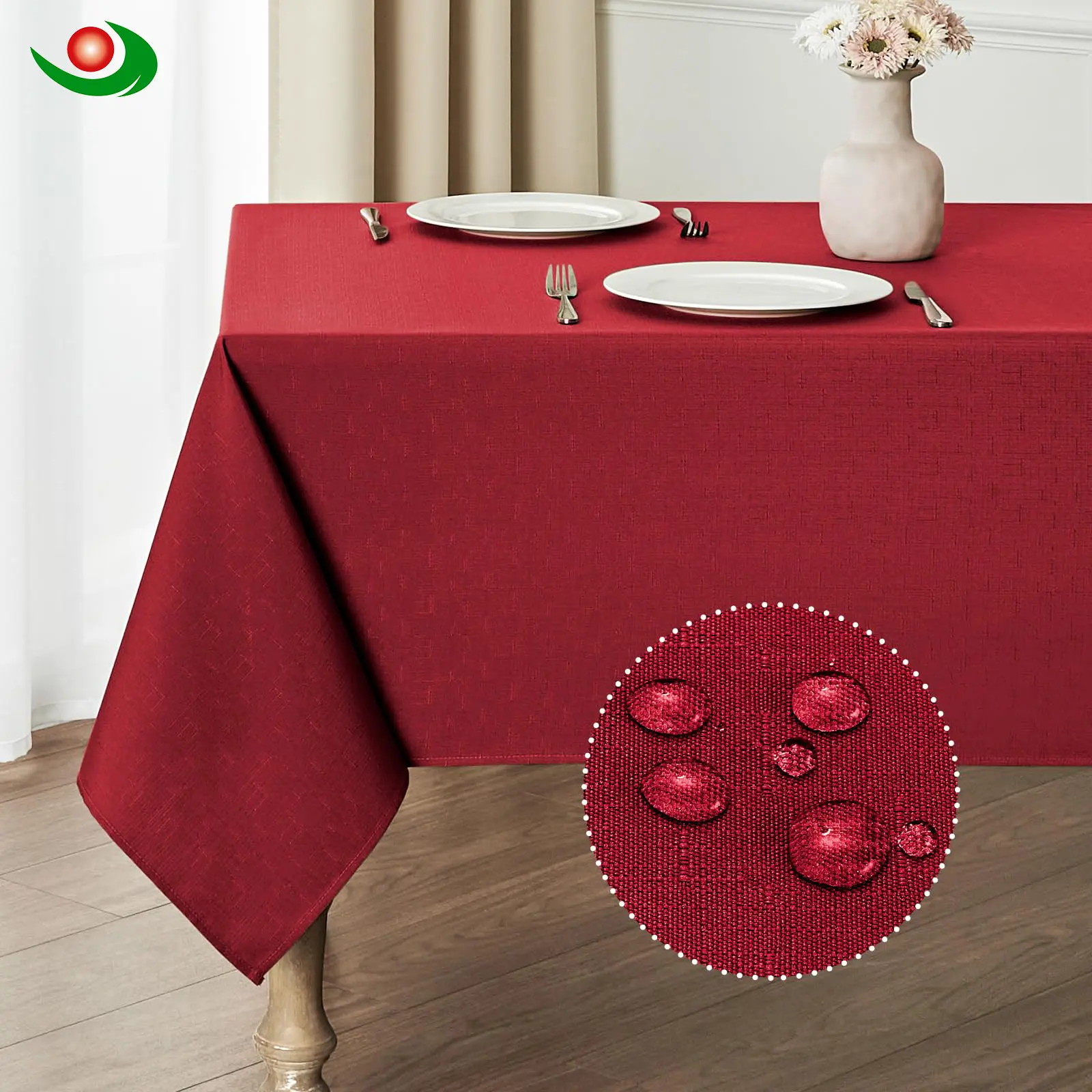 China Cotton Tablecloth Dark Red - Jiayuan: Traditional Rectangle,Suitable for Various Occasions, Especially for Outdoor Summer Dinners and Parties Service, Pricelist
