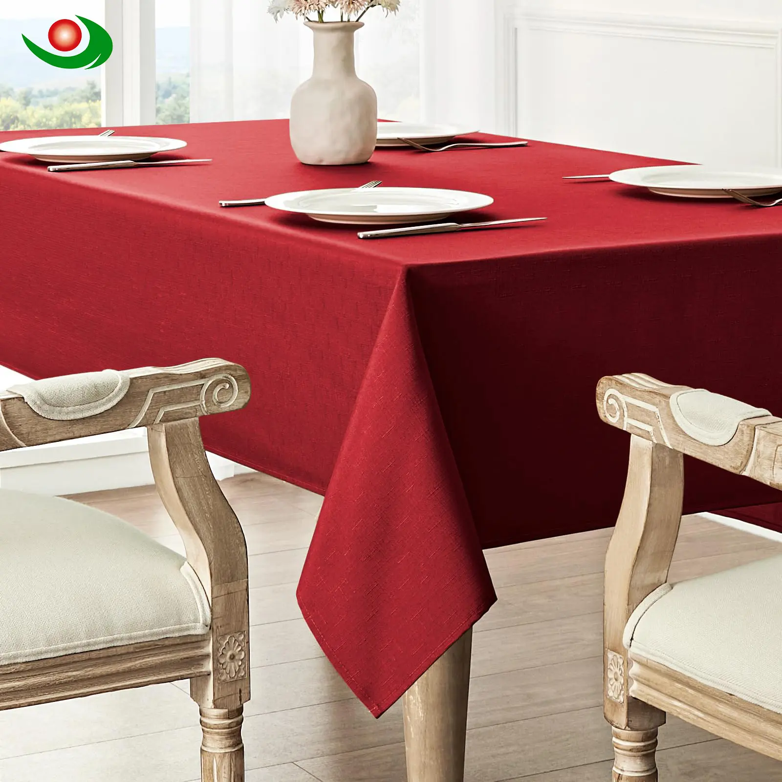 China Cotton Tablecloth Dark Red - Jiayuan: Traditional Rectangle,Suitable for Various Occasions, Especially for Outdoor Summer Dinners and Parties Service, Pricelist