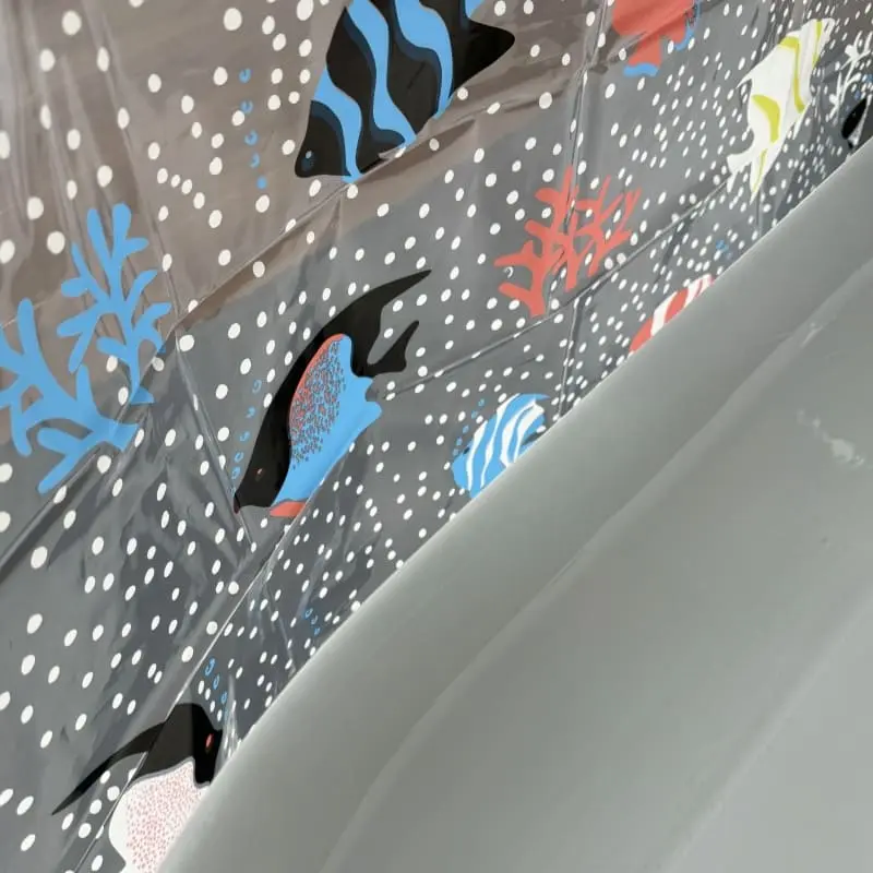 Ocean Theme PEVA Shower Curtain Full View