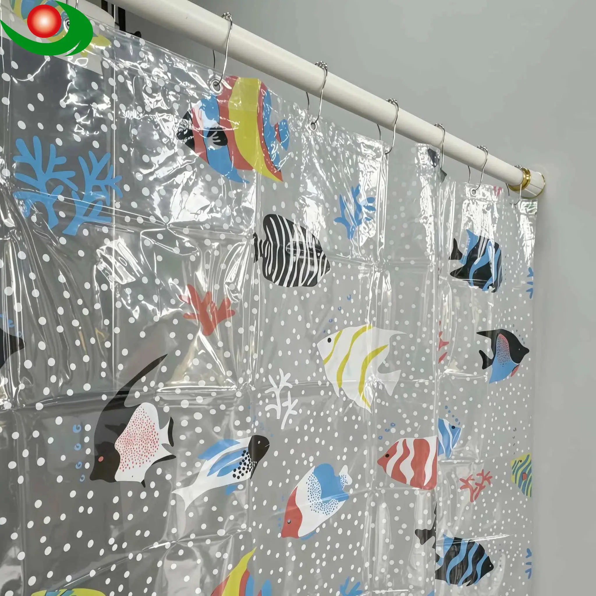 Famous Jiayuan High-Quality PEVA Tropical Fish Pattern Shower Curtain - Transparent & Customizable in Multiple Sizes Factories, Suppliers