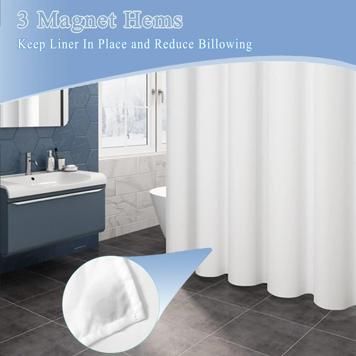 Custom Clear Shower Curtains Liner Lightweight PEVA, Shower Curtain Liner