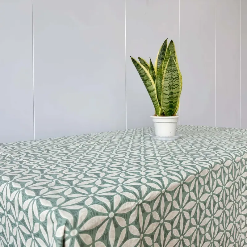 OEM Geometric Pattern Vinyl Tablecloth with Backing Product, Quotes