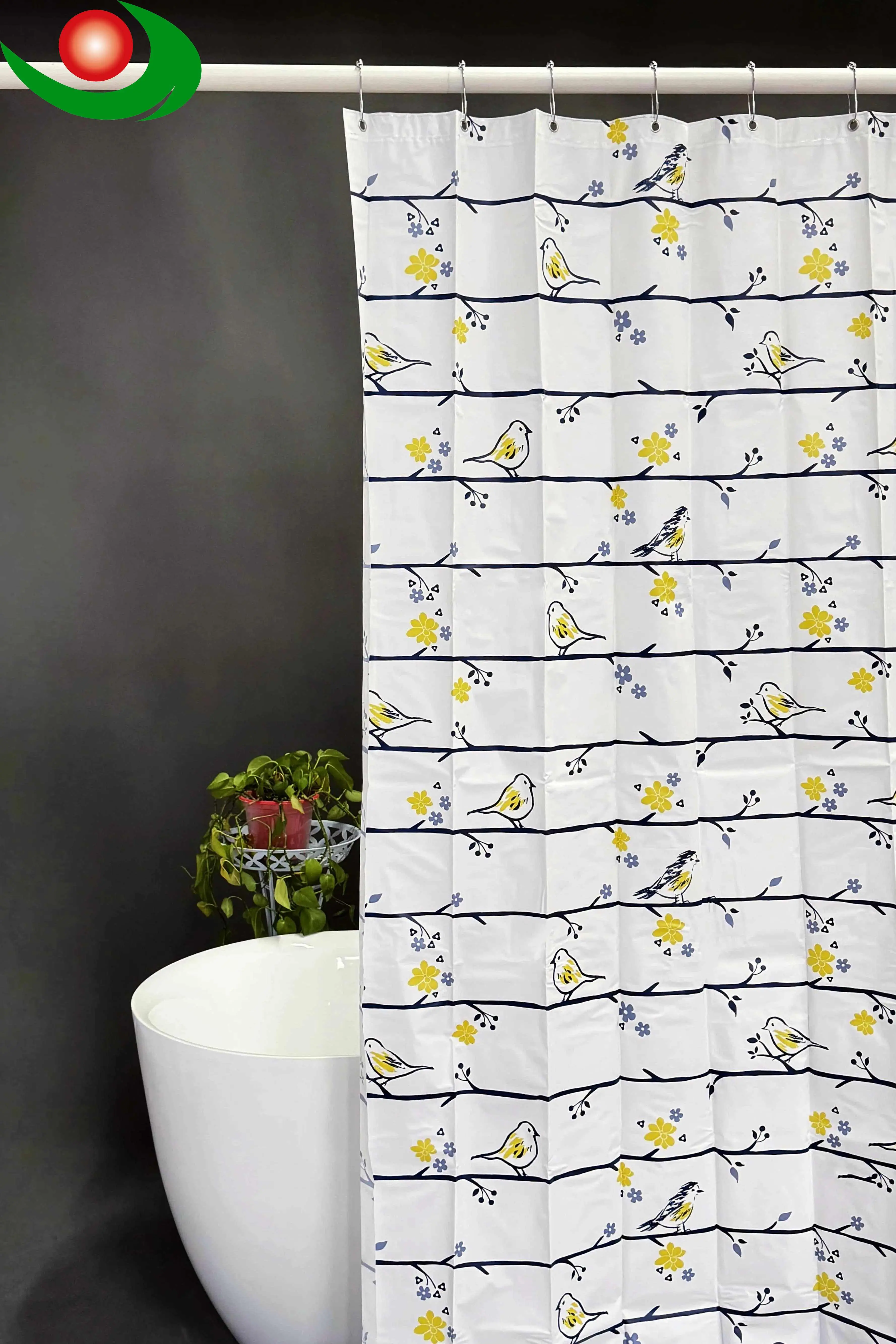 Cheap Charming Bird Pattern PEVA Shower Curtain Company, Factory