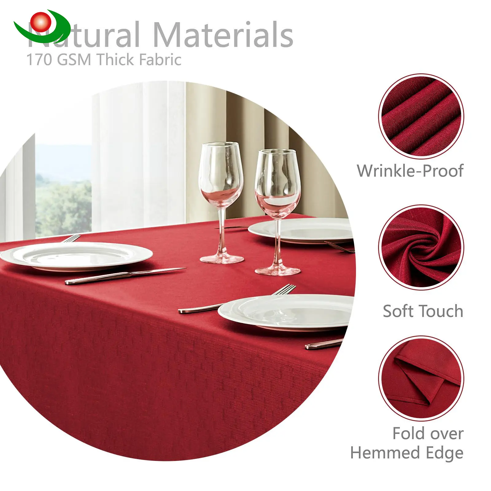 China Cotton Tablecloth Dark Red - Jiayuan: Traditional Rectangle,Suitable for Various Occasions, Especially for Outdoor Summer Dinners and Parties Service, Pricelist