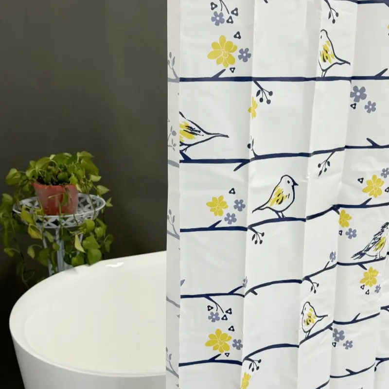 Cheap Charming Bird Pattern PEVA Shower Curtain Company, Factory
