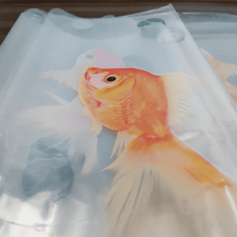 Goldfish Print Vinyl Shower Curtain Details