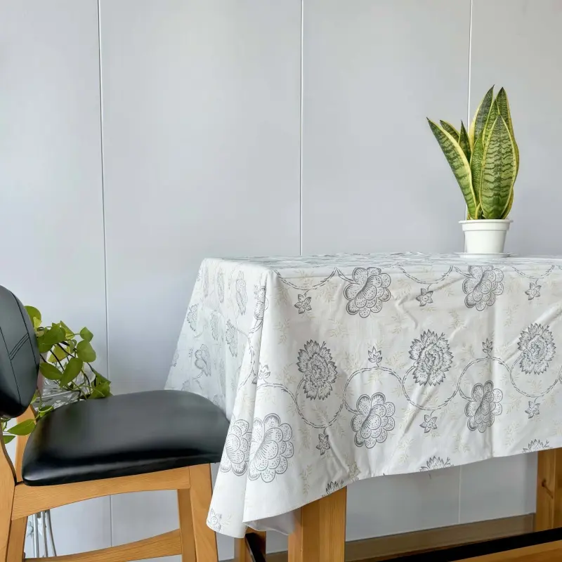 Custom Grey Printed Vinyl Tablecloth Exporters, Factory