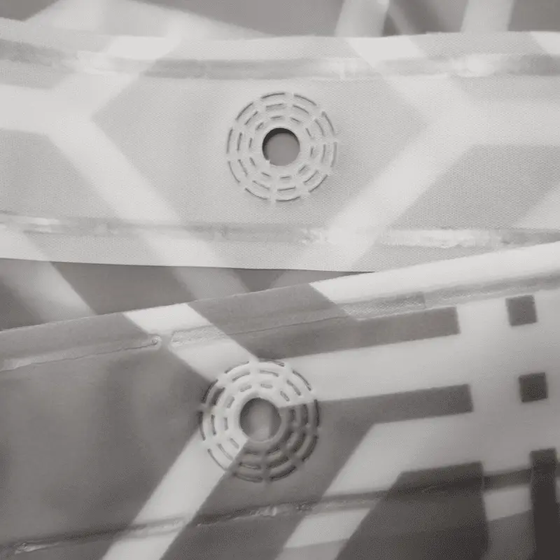 Eco Gray Geometric PEVA Shower Curtain Detail