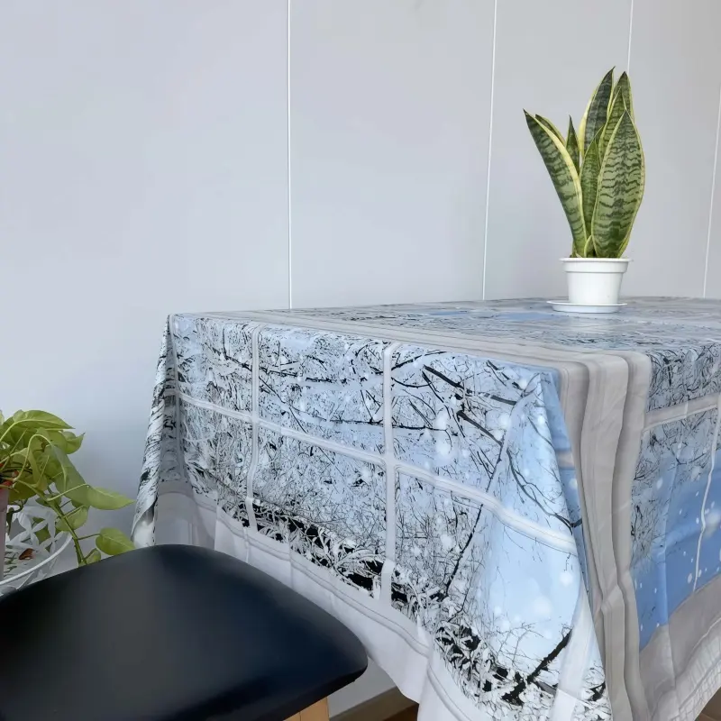 OEM Winter View Flannel Backed Vinyl Tablecloth Quotes, Factory
