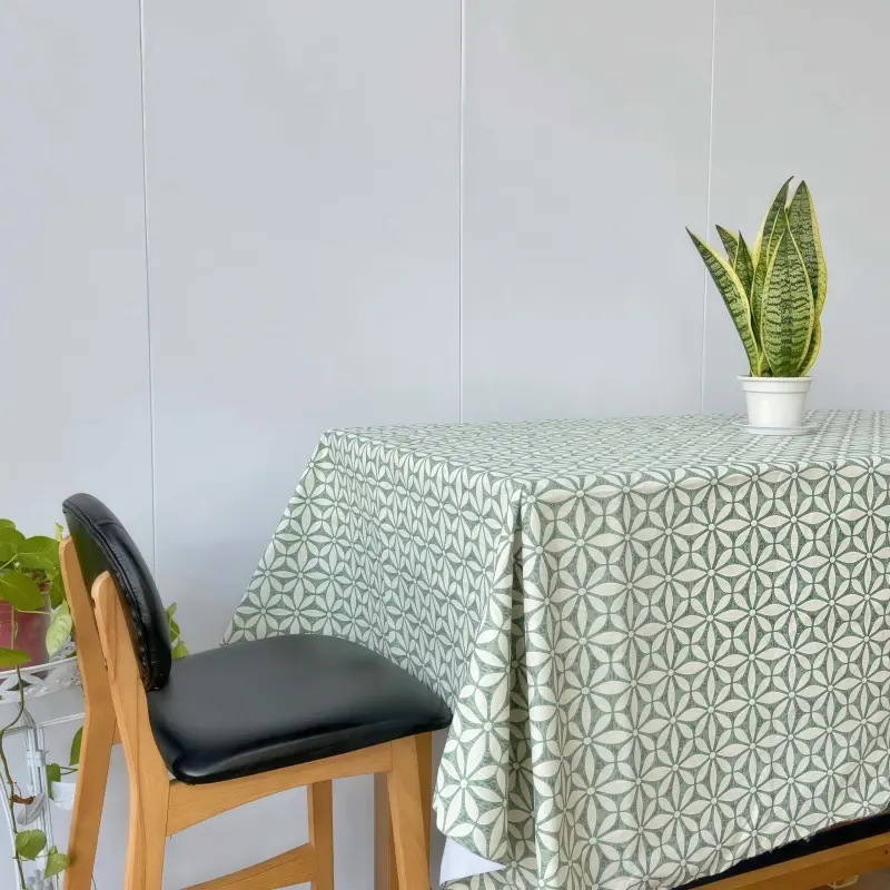 OEM Geometric Pattern Vinyl Tablecloth with Backing Product, Quotes