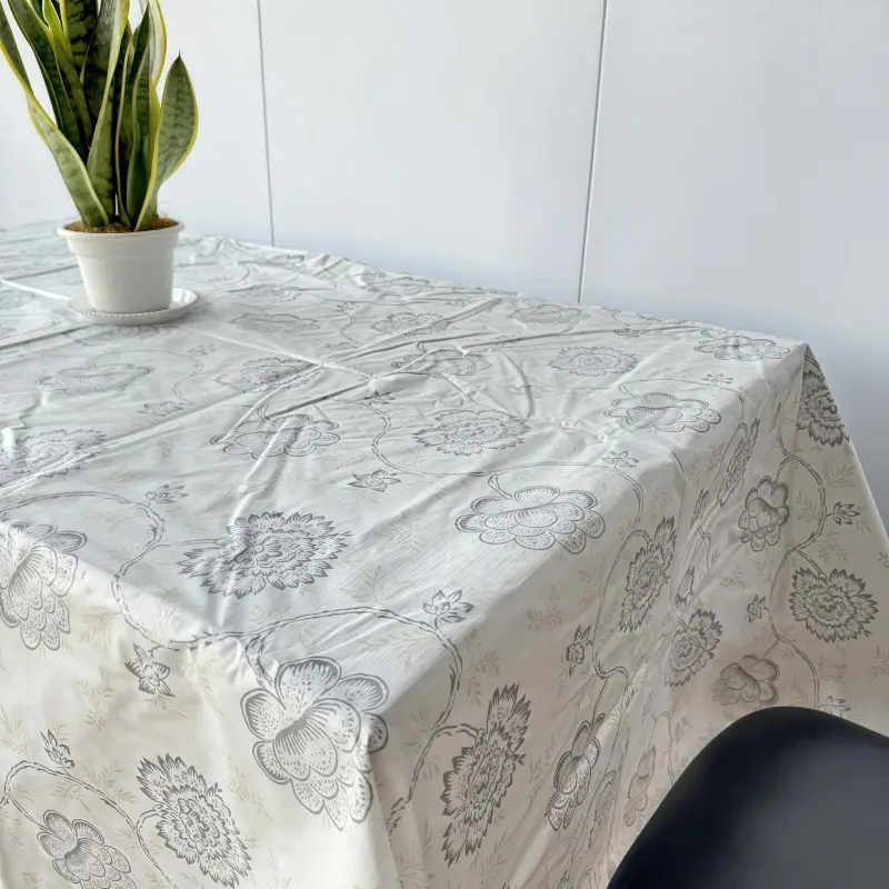 Custom Grey Printed Vinyl Tablecloth Exporters, Factory