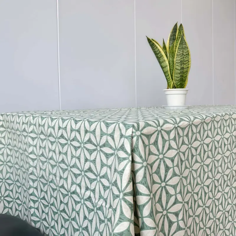 OEM Geometric Pattern Vinyl Tablecloth with Backing Product, Quotes