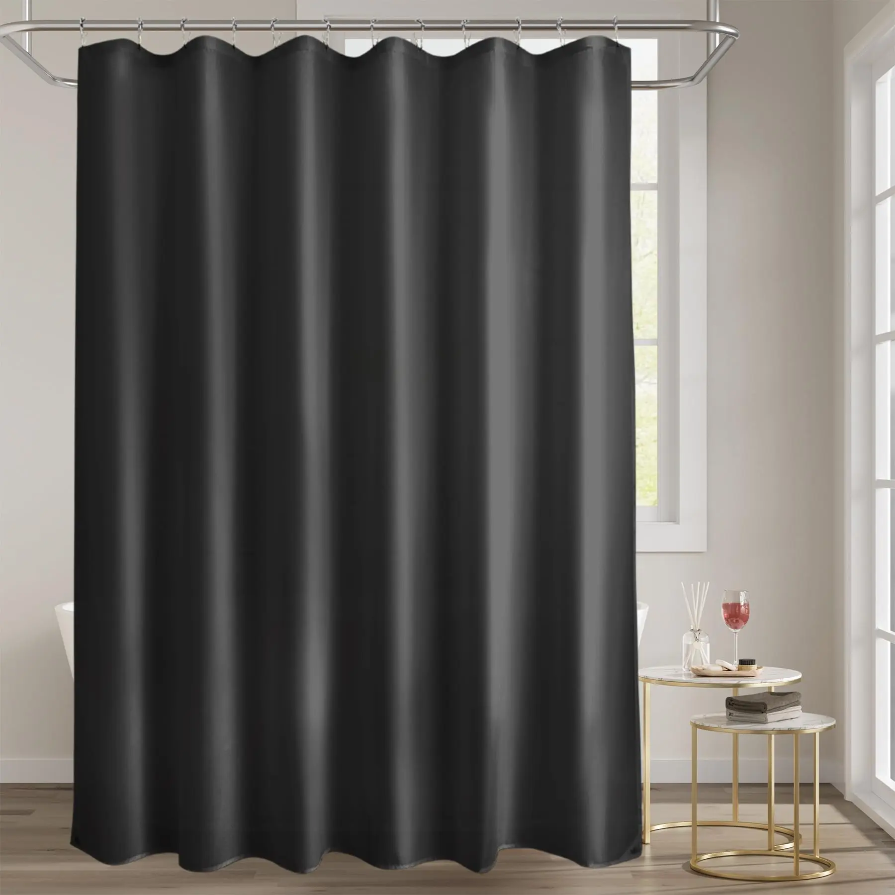 China Fabric Shower Curtain Liner Washable & Water Resistant Cloth Shower Liner Exporters, Factory