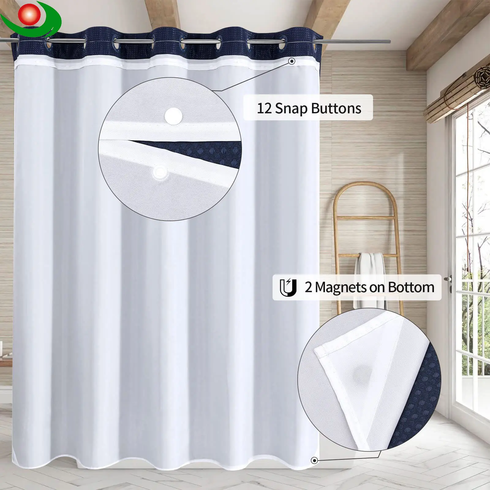 Cheap Jiayuan's Waffle Shower Curtain, Thick Weighted Fabric, Wrinkle and Rust Resistant, Classic Hotel Quality Design, Heavy Duty Long Curtains for Bathroom Showers, Bath Tubs Manufacturers, Manufacturer