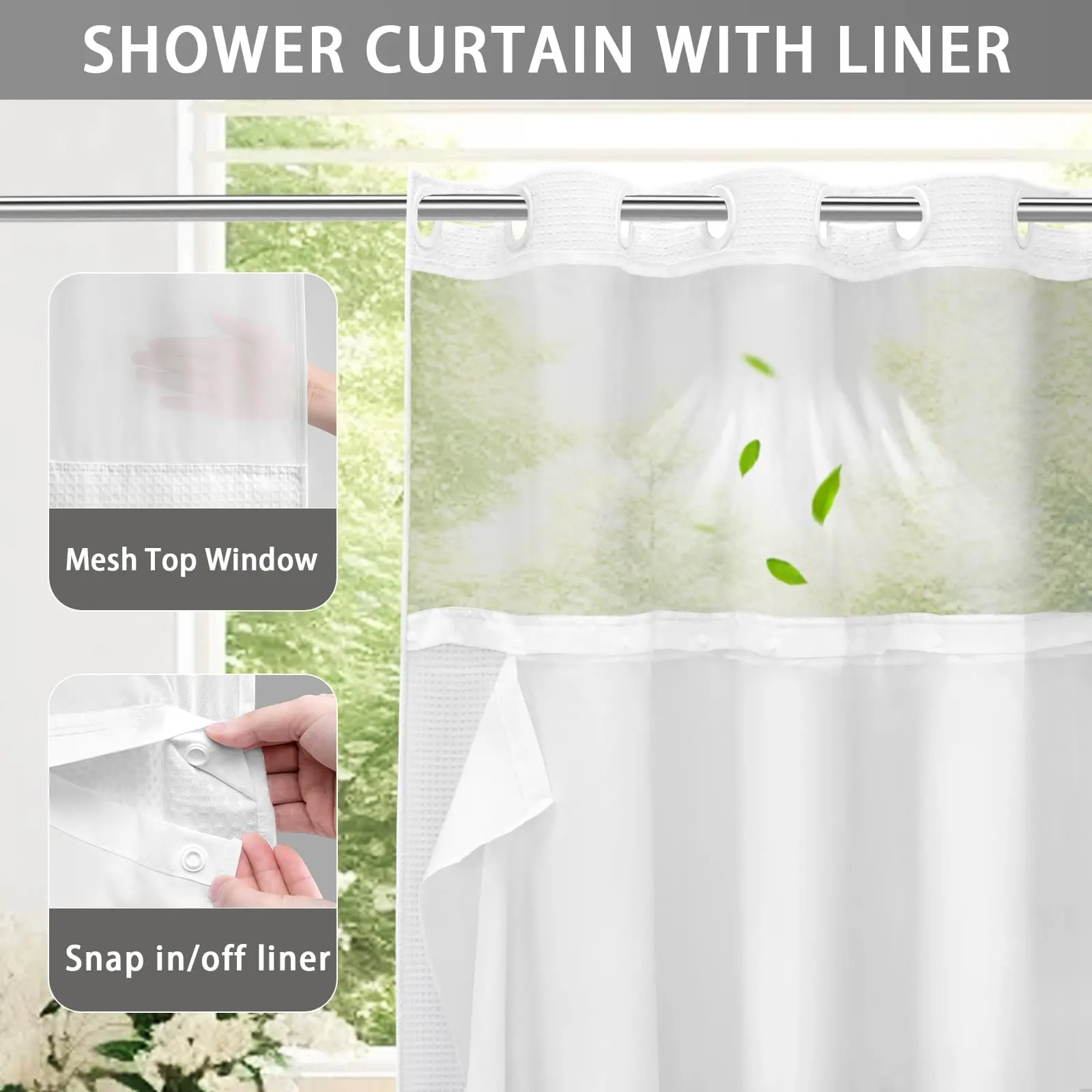 OEM Customizable colors Hookless Shower Curtain Fabric Exporter, Supplier
