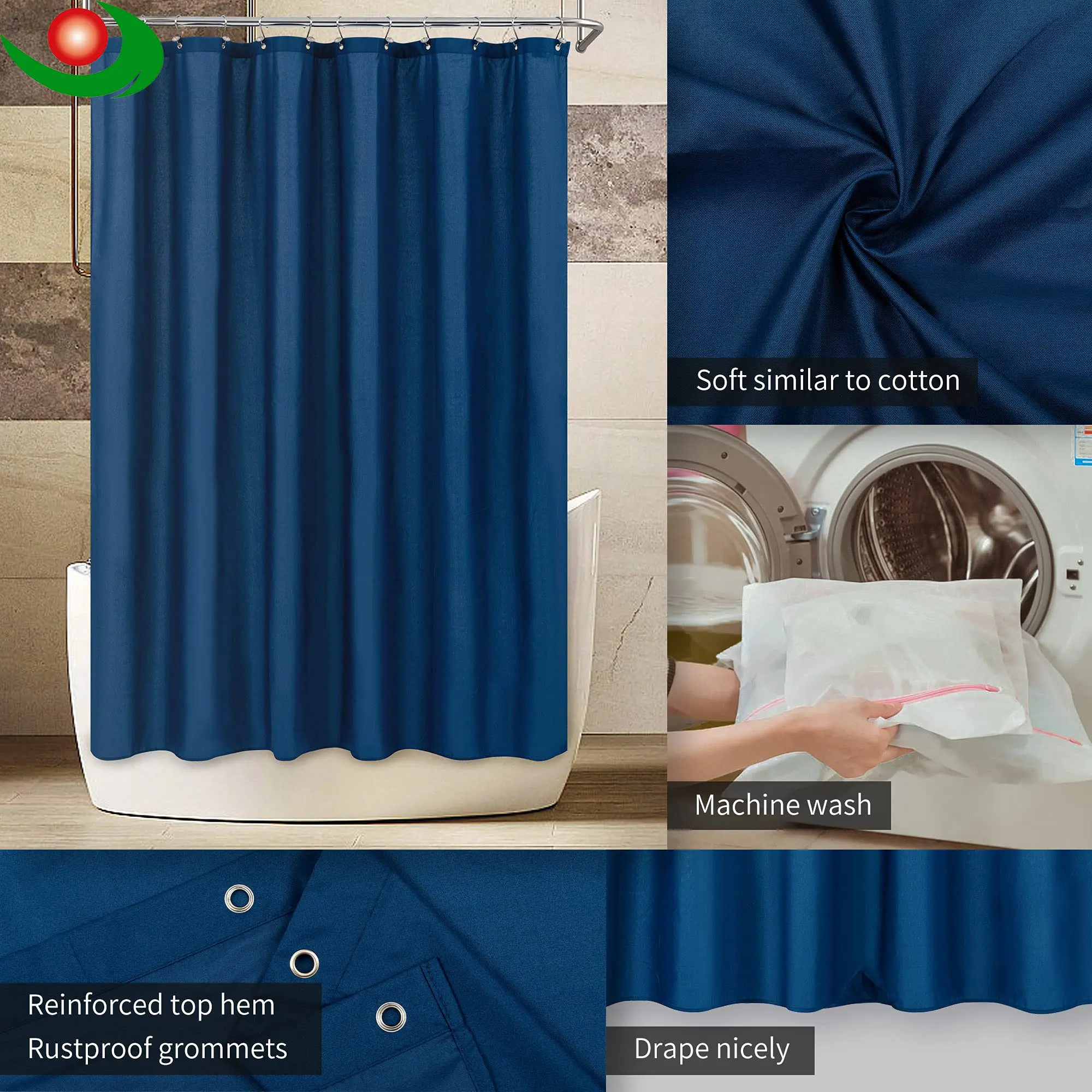 High-Quality Transform Your Bathroom with Elegance – Deep Blue Shower Curtains Manufacturer, Company