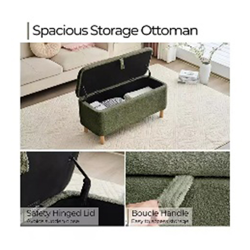 China Storage Bench Ottoman With Teddy Fabic Supplier, Factory