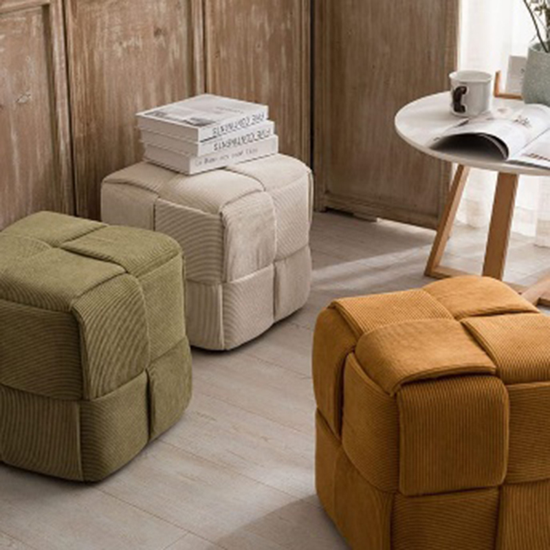 OEM Corduroy Woven Cube Pouf/Ottoman Supplier, Factory