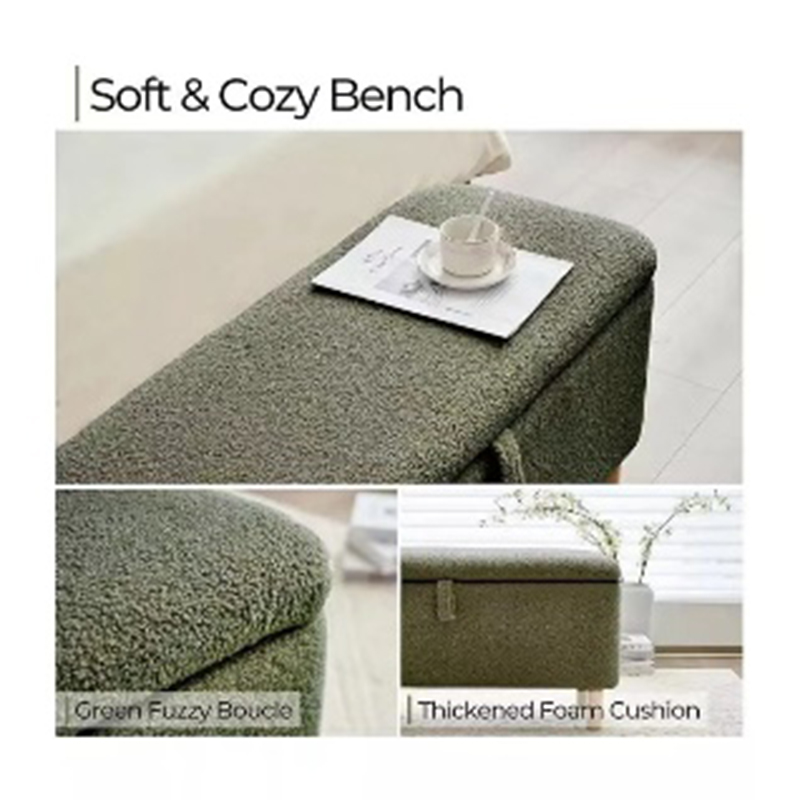 China Storage Bench Ottoman With Teddy Fabic Supplier, Factory