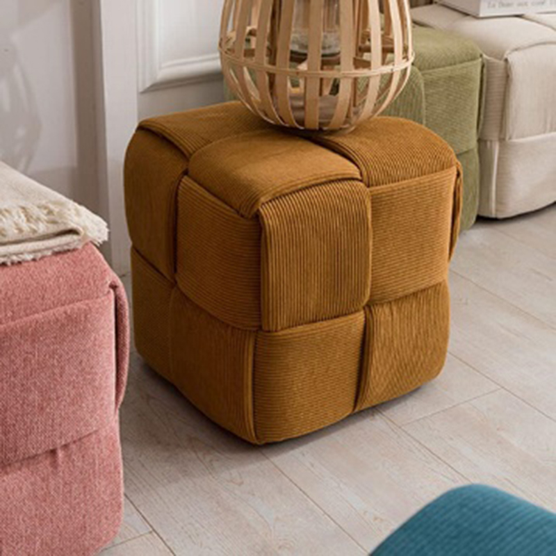 OEM Corduroy Woven Cube Pouf/Ottoman Supplier, Factory