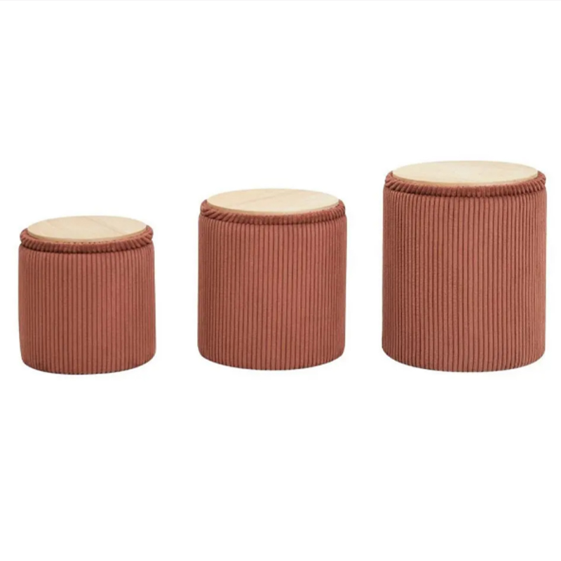 High-Quality 3-Piece Corduroy Storage Ottoman Set Manufacturer, Service