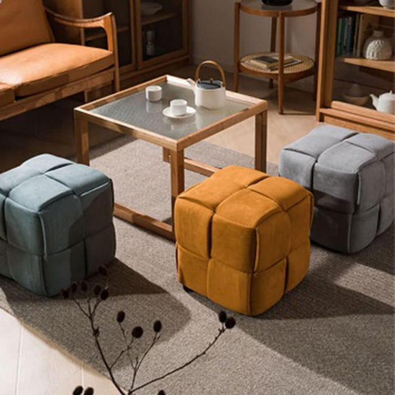 OEM Corduroy Woven Cube Pouf/Ottoman Supplier, Factory