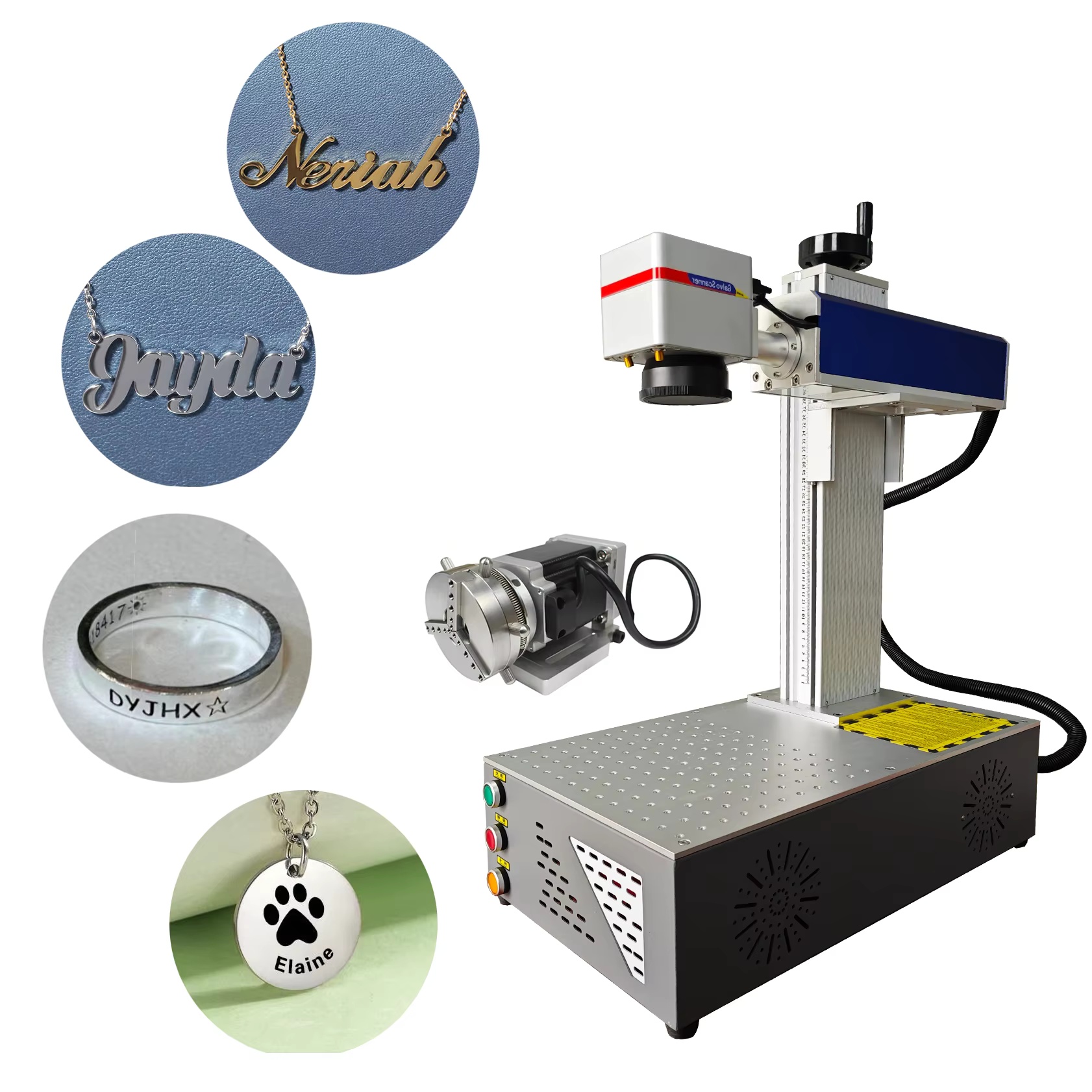 Raycus MAX Desktop Laser Marking Machine Phone case Ring Jewelry Cup Metal Crafts Rotary Printing Metal Laser Engraving Machine