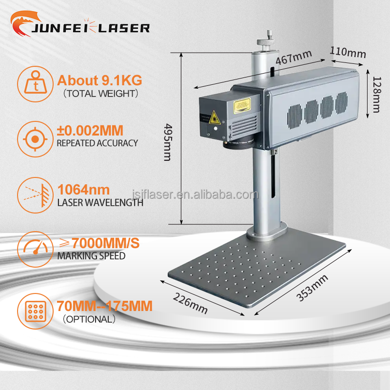 JUNFEI Desktop Lightburn Jpt Mopa M7 20w 30w Mopa Fiber Laser Color Marking Engraving Machine Logo on Metal Plastic Phone Cases