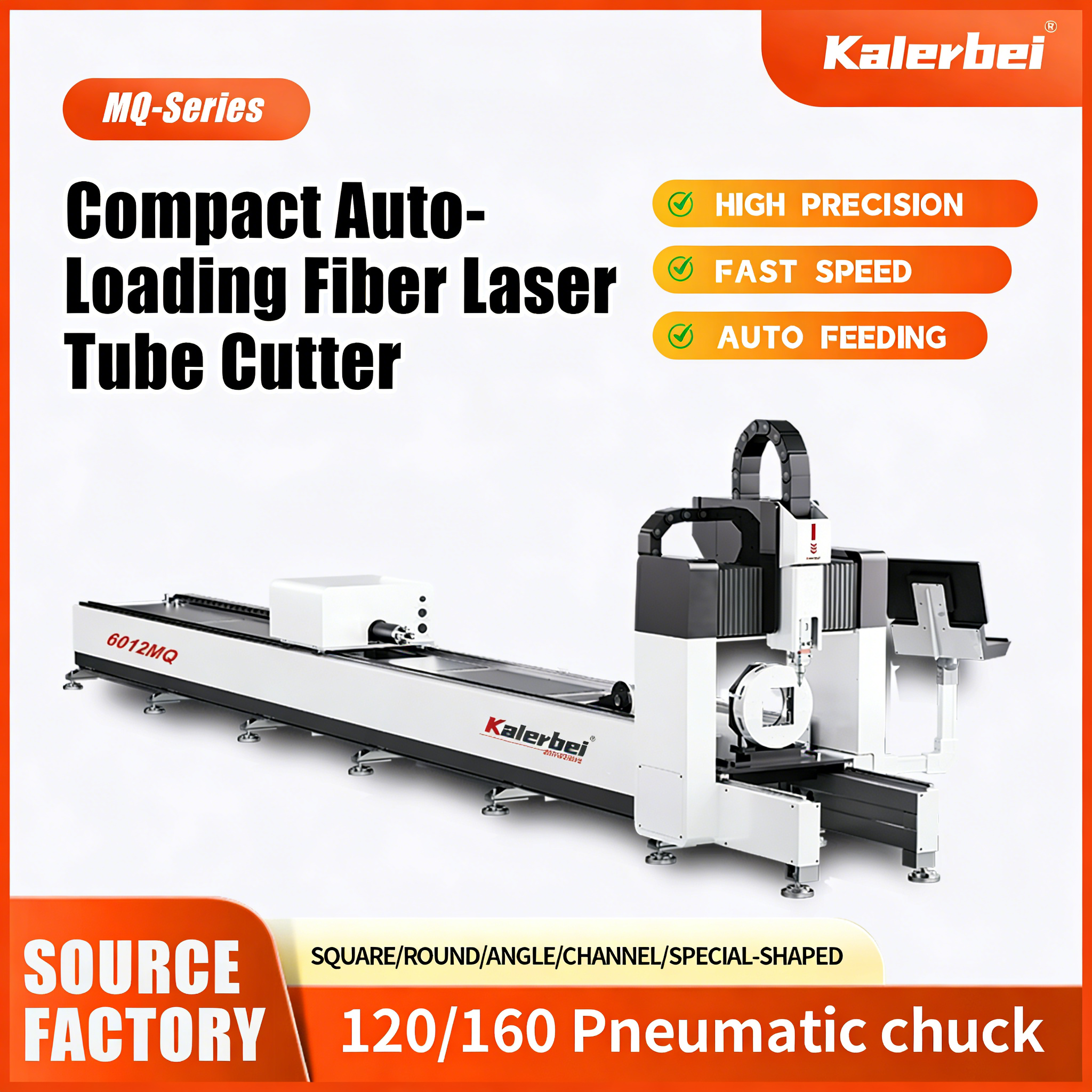 Kalerbei Fiber Laser 6012/6016 MQ Tube Cutting Machine Customized Configuration High-speed Metal Cutting HIWIN Guide Rails Fuji