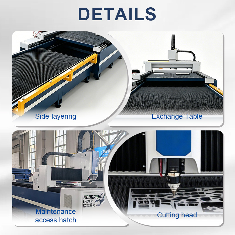 New High Power CNC Fiber Laser Cutter 1500W-30000W Auto Exchange Table Water Cooling DXF for Sheet Metal 3015/4015 Models