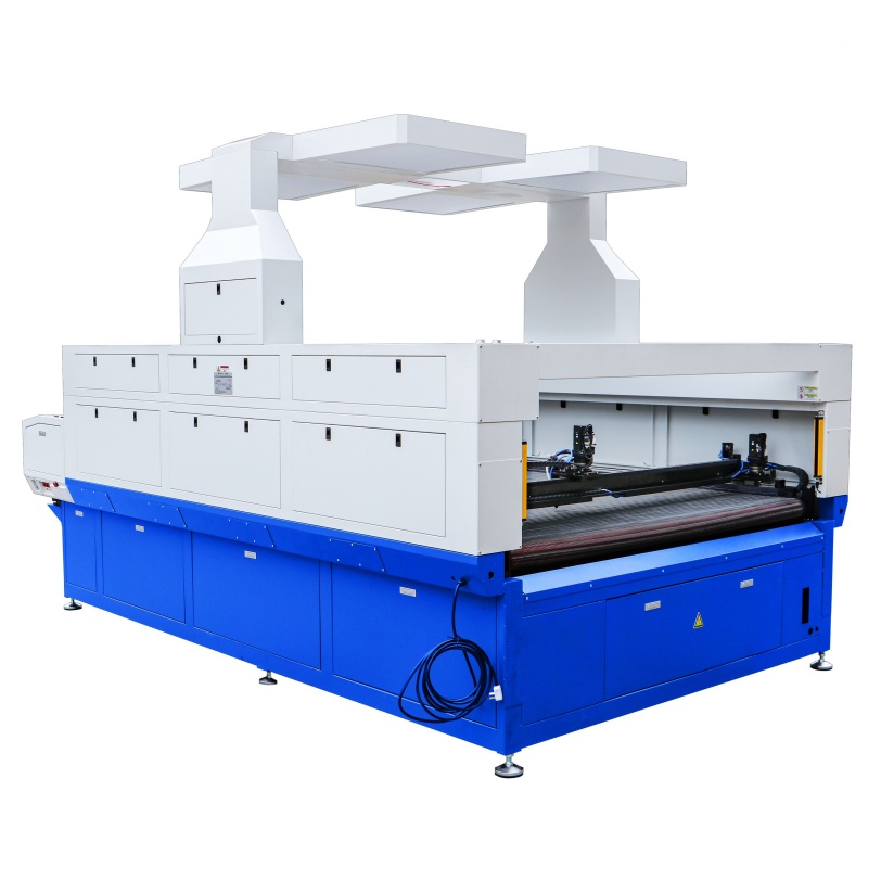 KC New Carbon Dioxide Big Version Fabrics Laser Cutting Machine 2 Laser Heads Water Cooling AI/BMP Support High Productivity
