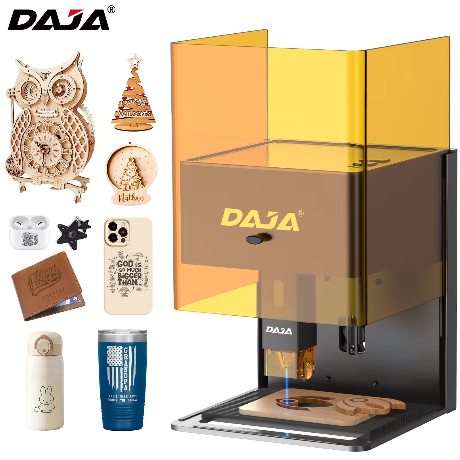 Portable DAJA DJ6 Pro 10W Desktop Laser Carving Machines Portable Mini DIY High Accuracy Fully Enclosed Laser Engraver