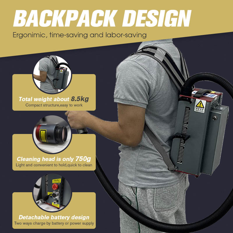 Dmk Portable 300W Pulse Laser Cleaning Machine Washing Cleaning Machine Laser Machine Backpack Type Fiber Laser Cleaner Machine Rust Removal Cleaning Machine