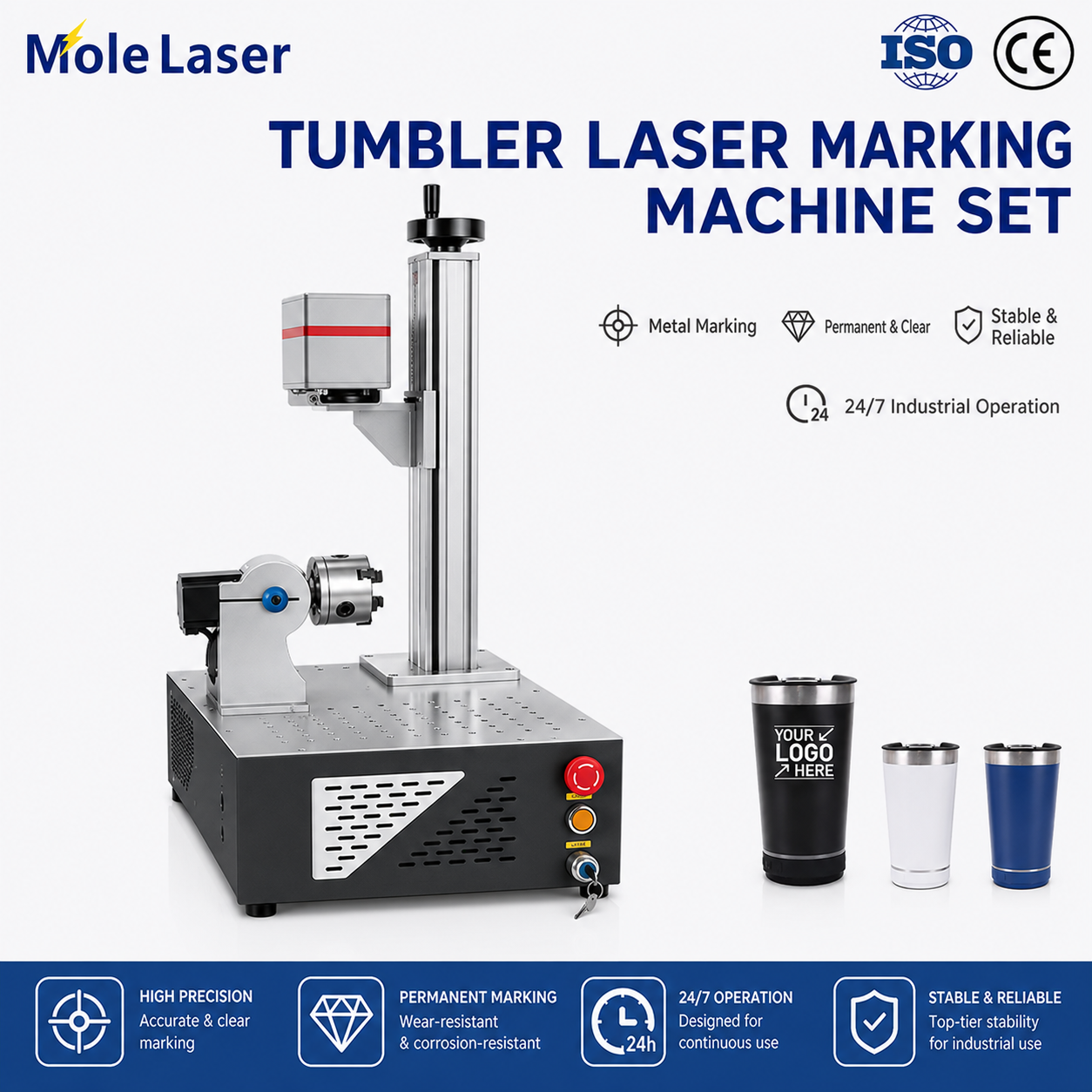 CE-Certified Industrial Fiber Laser Marking Machine 30W 50W 100W for Metal Jewelry Hardware Wholesale Engraving