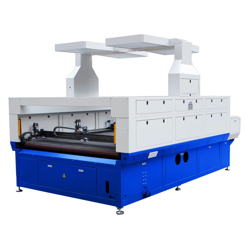 KC New Carbon Dioxide Big Version Fabrics Laser Cutting Machine 2 Laser Heads Water Cooling AI/BMP Support High Productivity