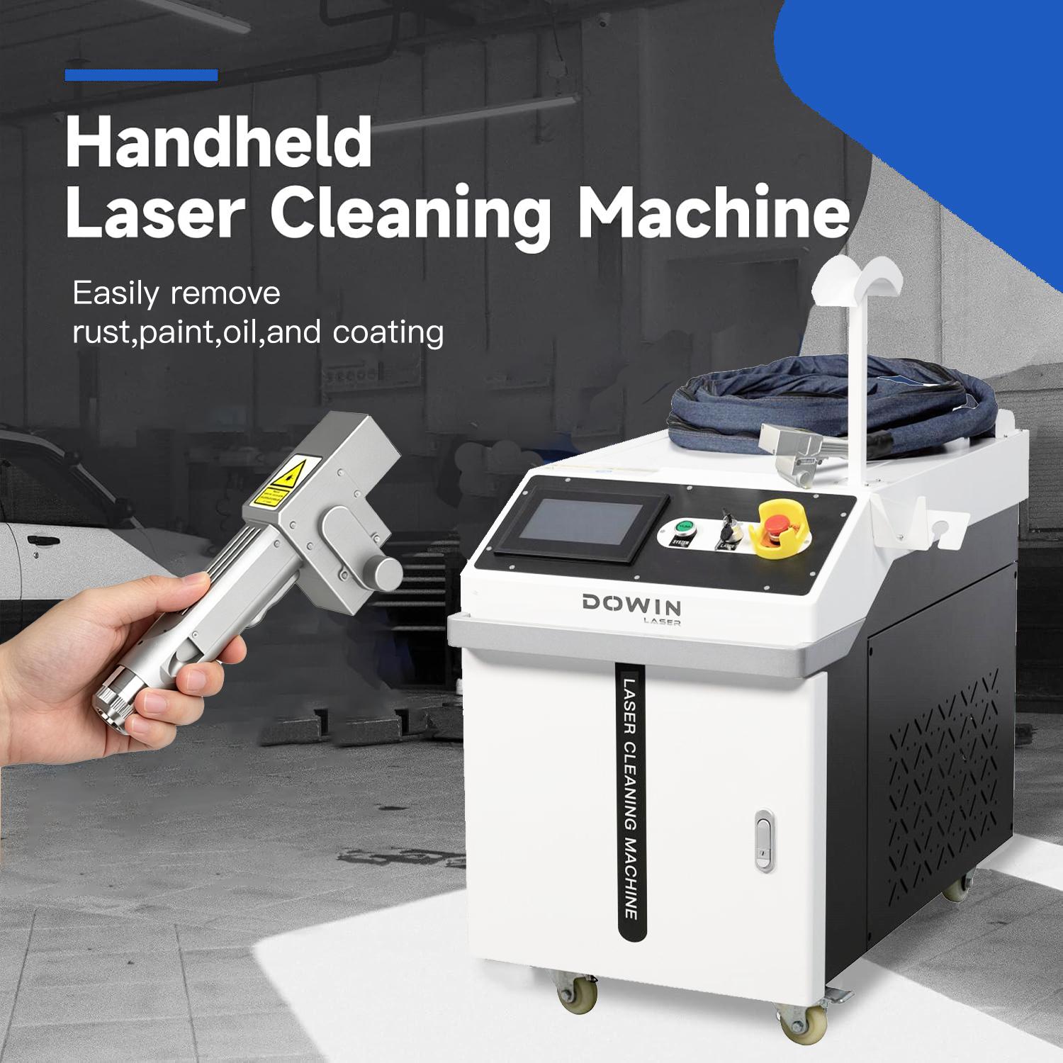 1500W 2000W 3000W Continuous Laser Cleaner Machine For Ship Hull Rust Removal High Power Large Area Laser Cleaning Machine