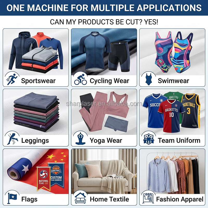 CO2 Laser Cutting Machine for Sublimation Fabric Sportswear CCD Camera Automatic AI/PLT Support CNC Water Cooling Wood Rubber