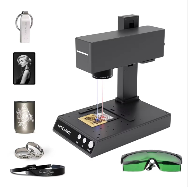 Mr Carve M4 Mini DIY Metal Nonmetal 2-in-1 New DXF Support Fiber Laser Marking &amp; Engraving Machine for Factory Home Use