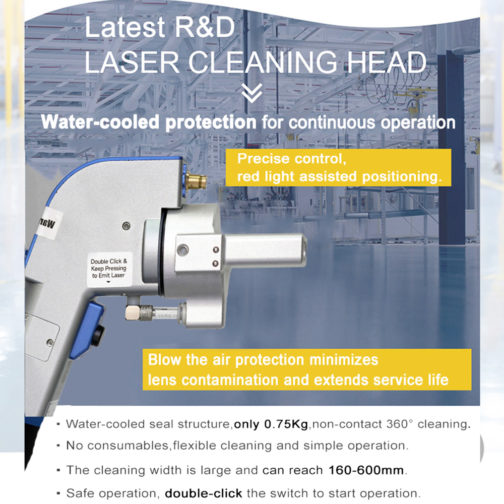 2000W Continuous Wave Fiber Laser Handheld Lazer Cleaning Machine for Stainless Steel Sheet Metal Solder Mould
